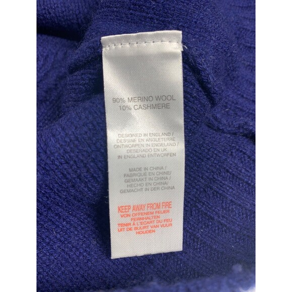 Scott & Scott London Sweater Womens L Blue Wool Cashmere Diamond Cable-knit - Picture 7 of 7